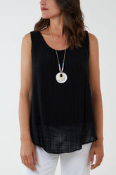 Double Layer Scoop Neck Necklace Vest