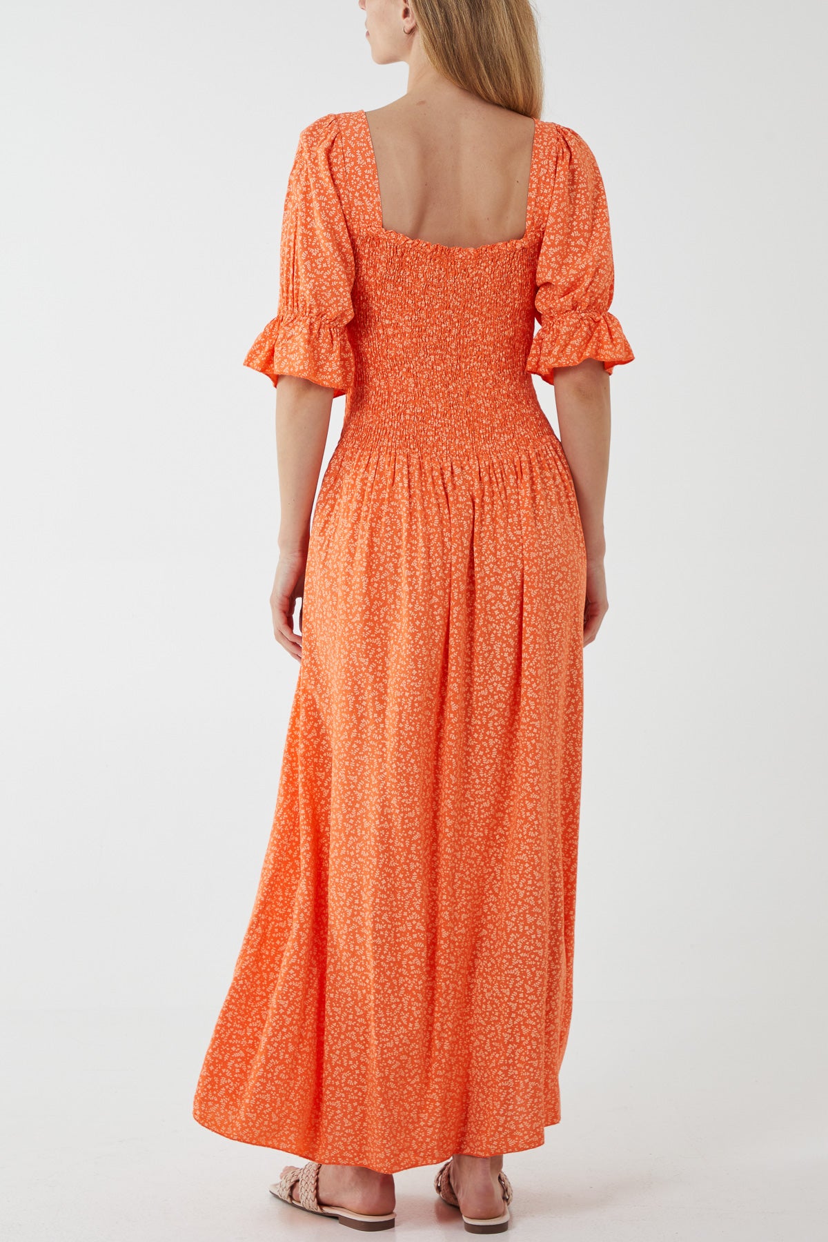 Ditsy Floral Button Down Drop Waist Maxi Dress