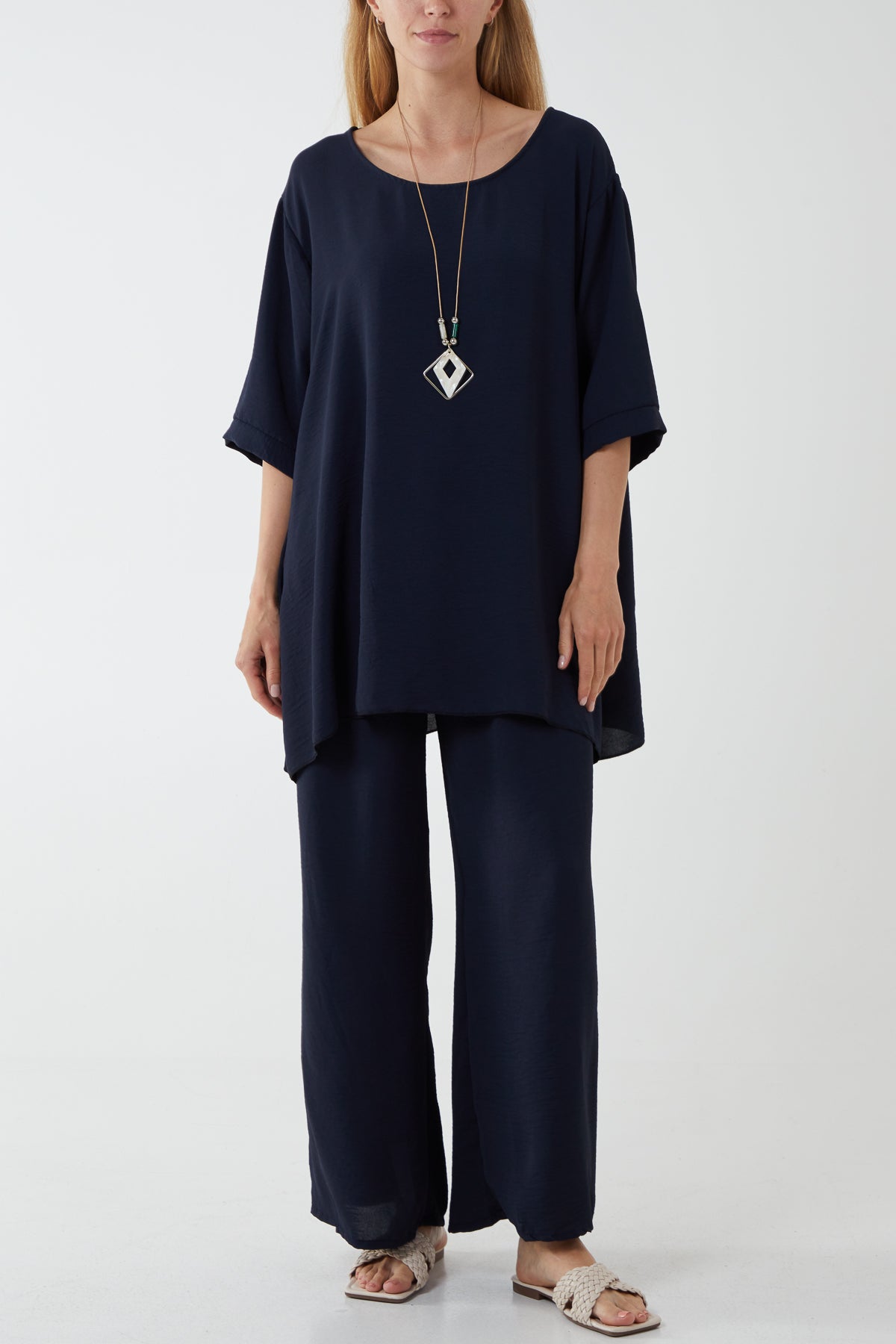Oversized Necklace Top & Trouser Set