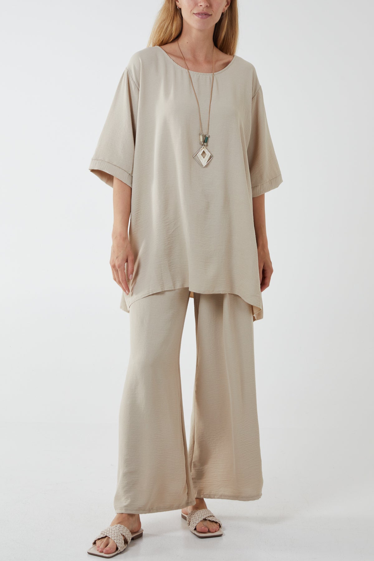 Oversized Necklace Top & Trouser Set