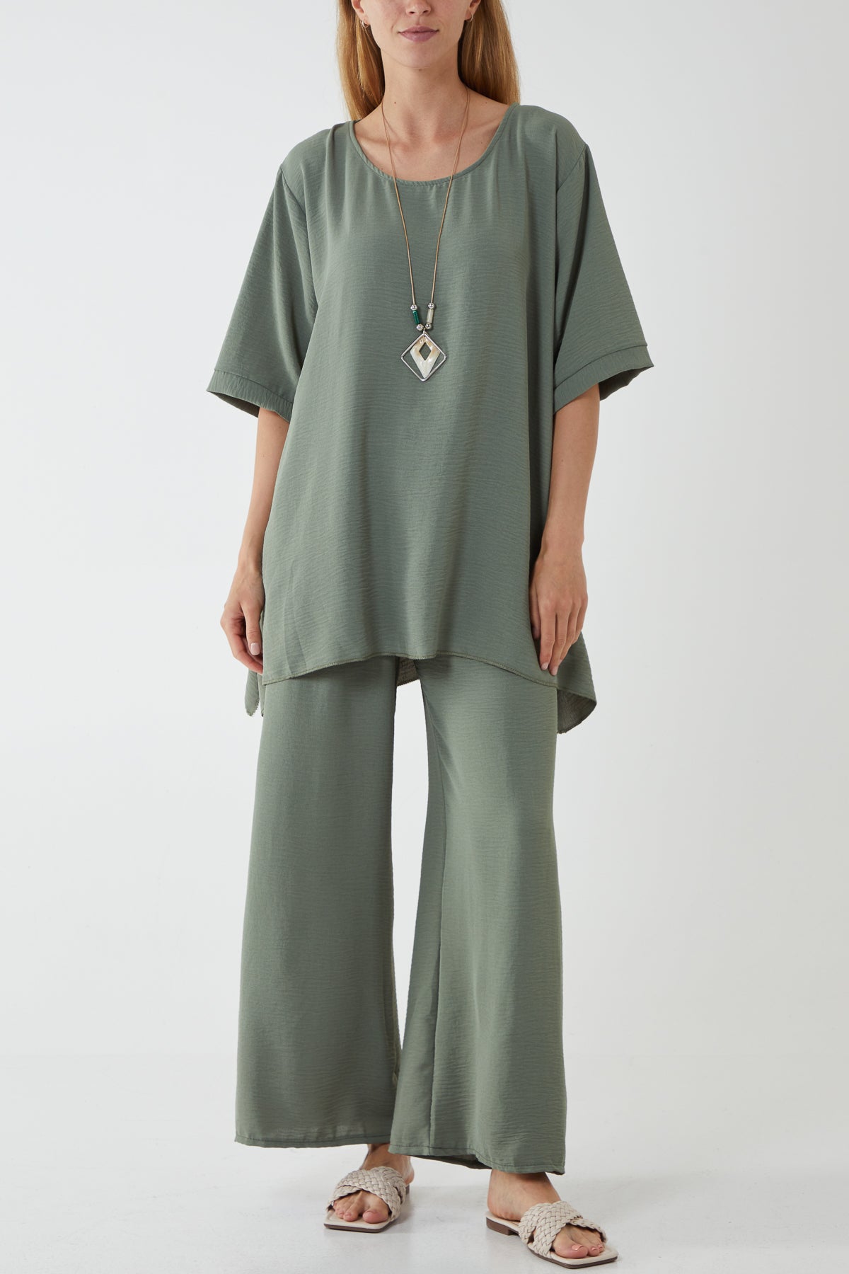 Oversized Necklace Top & Trouser Set