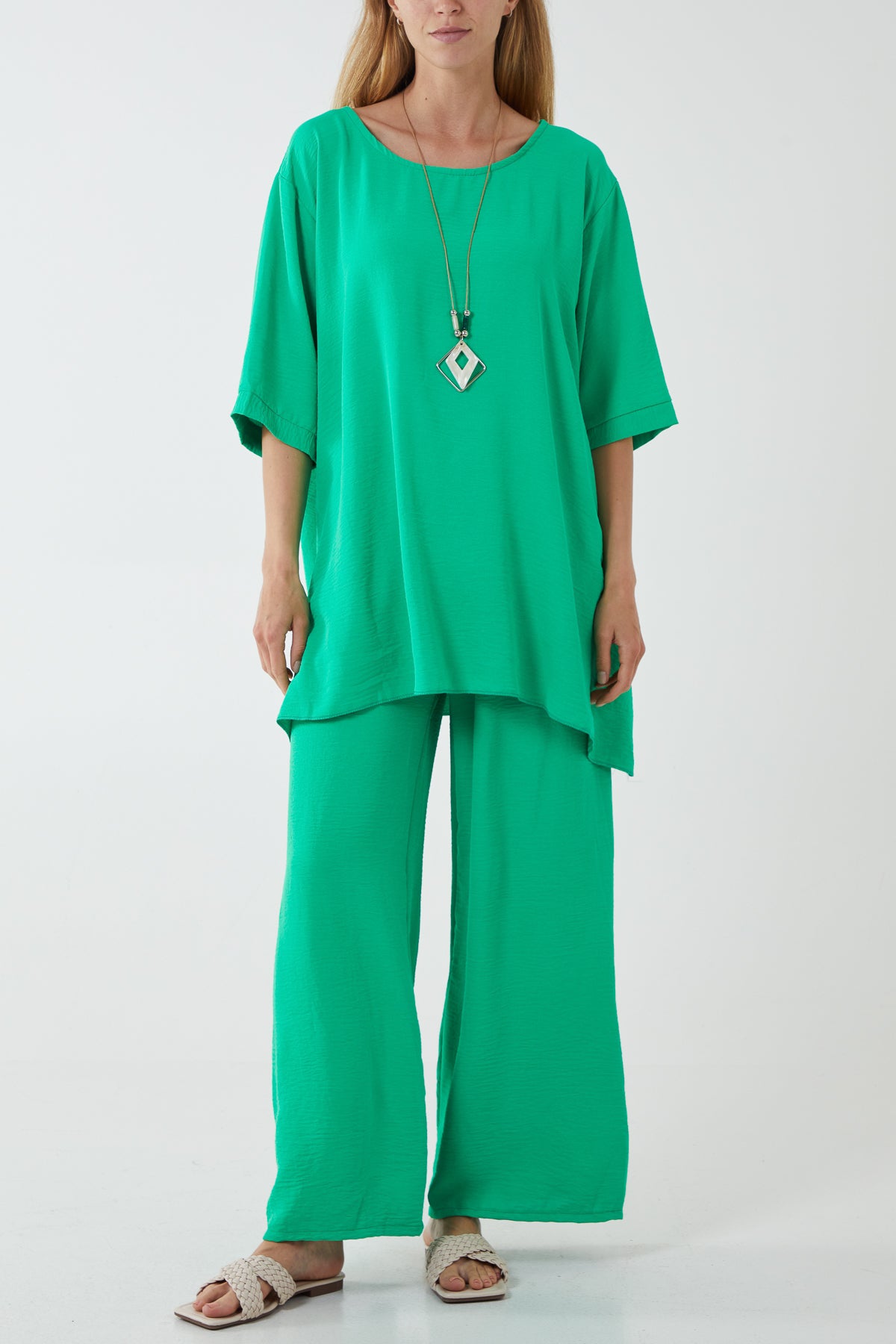 Oversized Necklace Top & Trouser Set