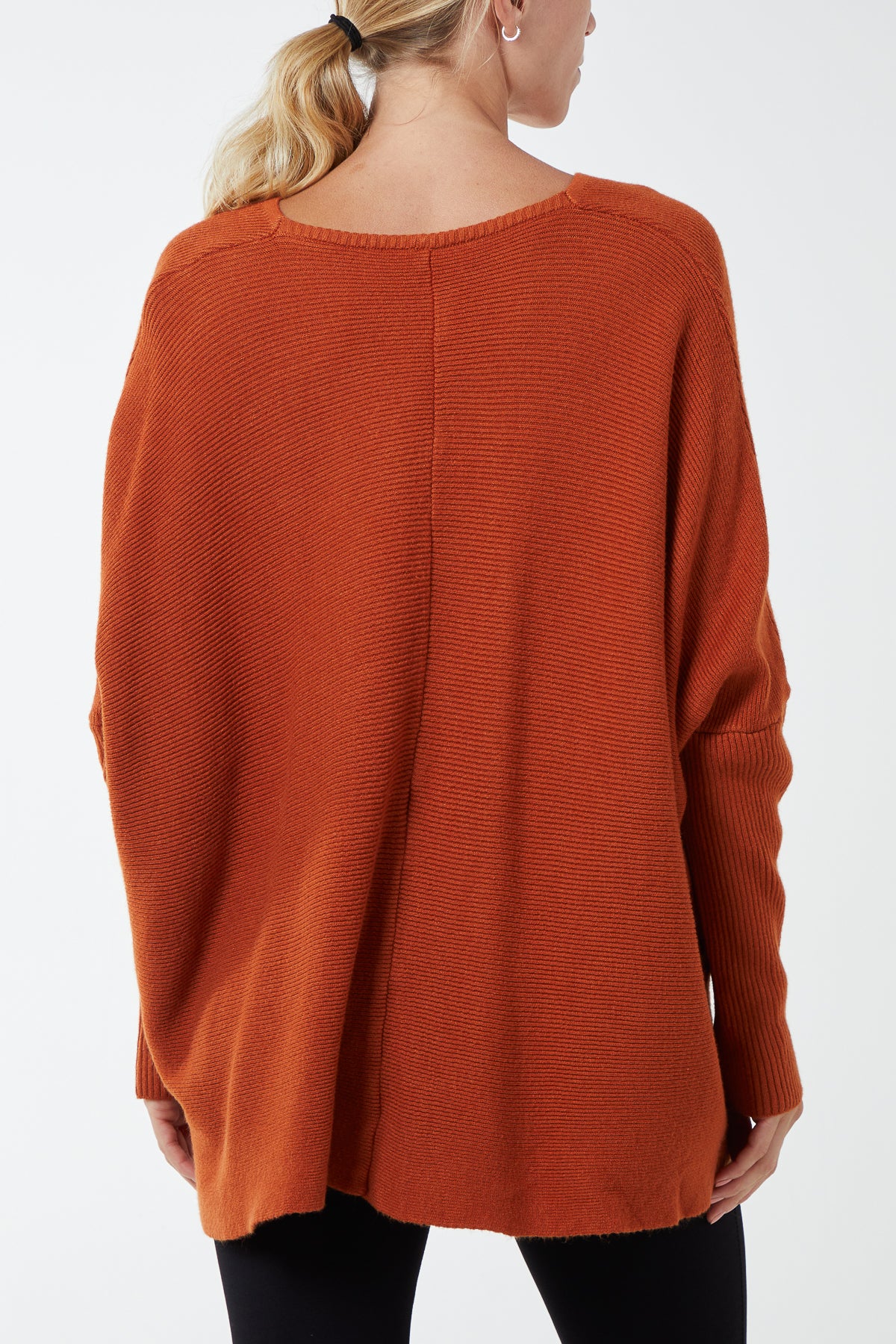 Ribbed Chevron Batwing Jumper