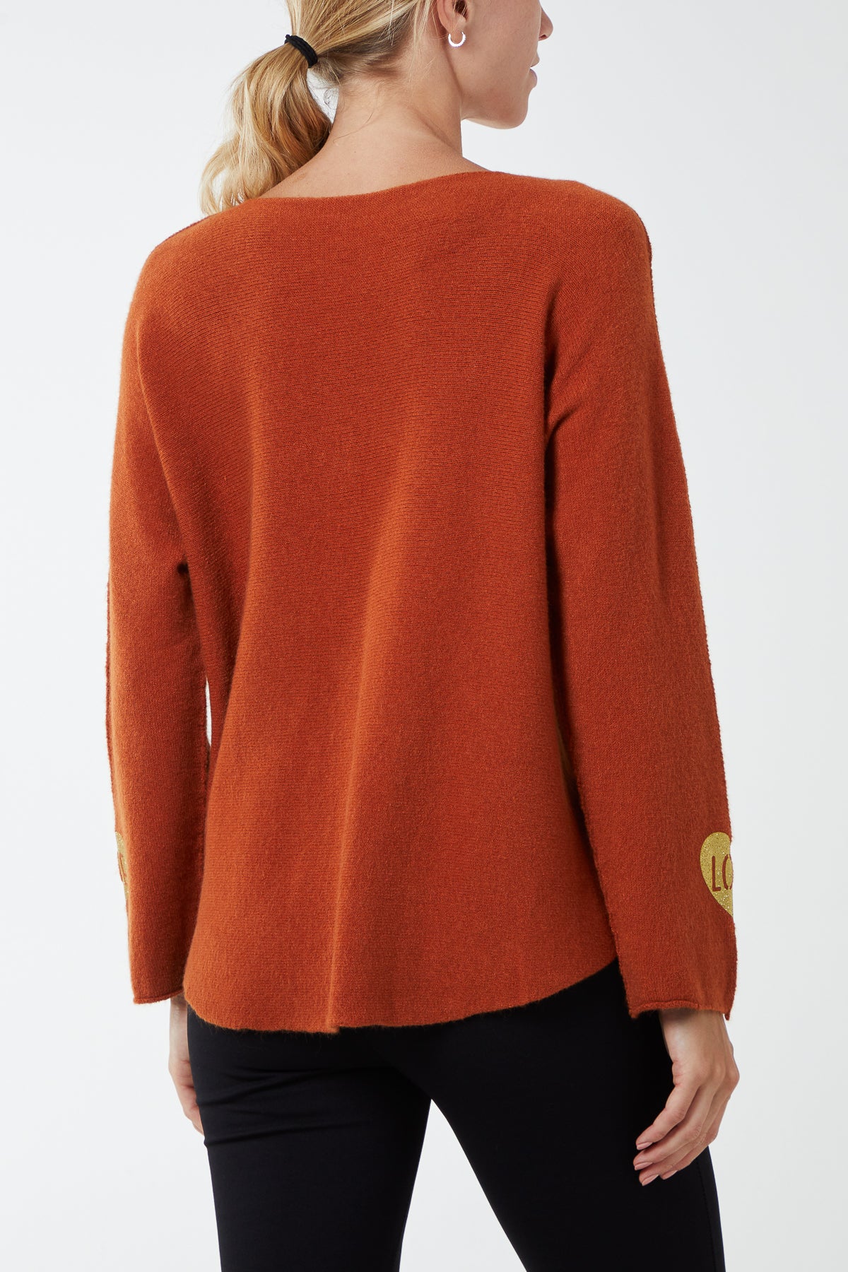 V-Neck Raw Edge 'Love' Sleeve Jumper