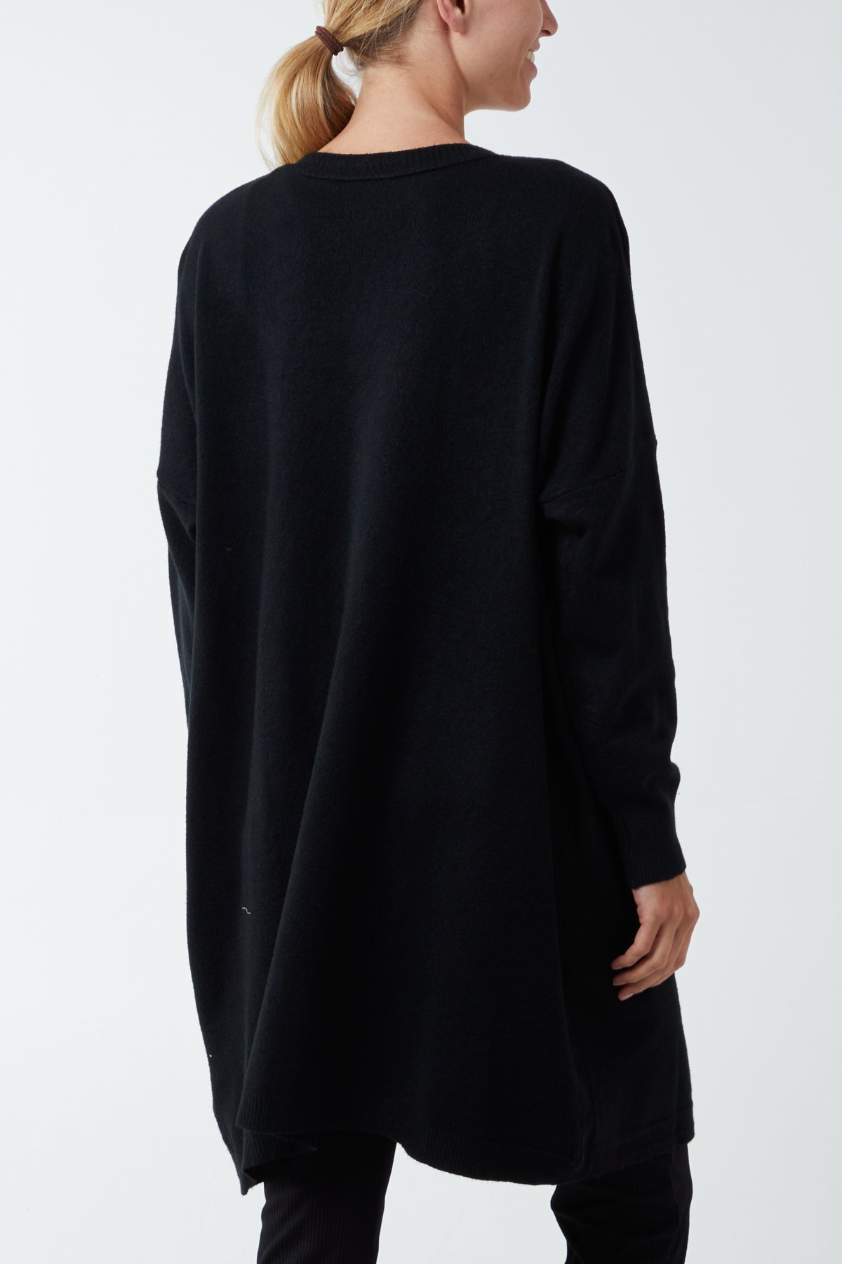 Longline Tortoiseshell Button Pocket Cardigan