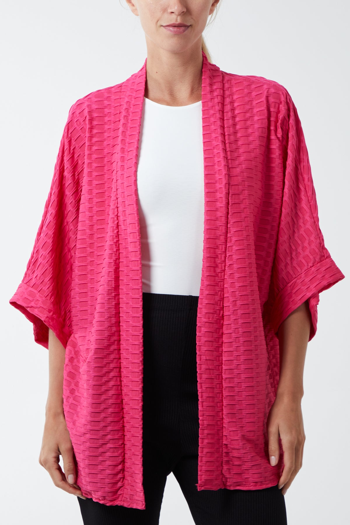 Waffle Texture Jersey Kimono Jacket