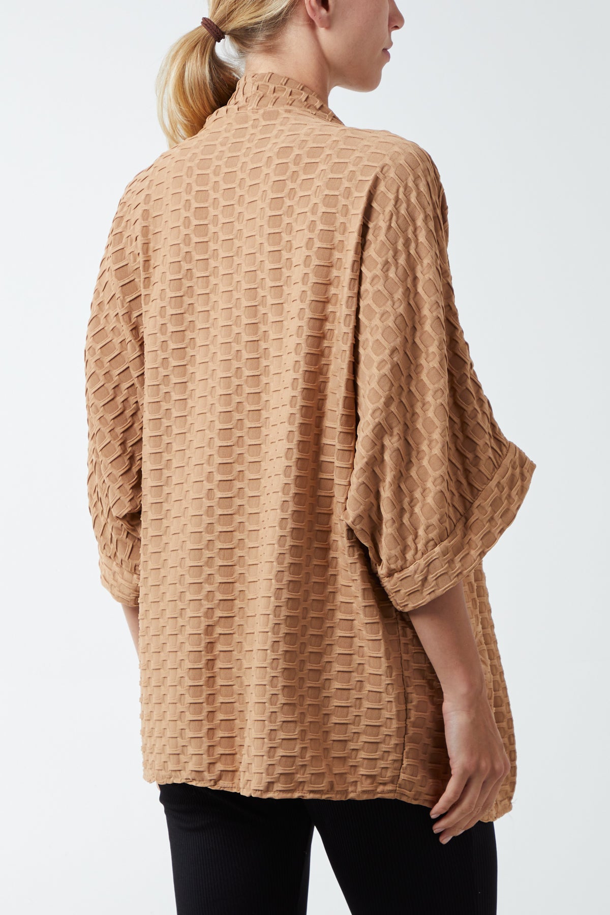 Waffle Texture Jersey Kimono Jacket