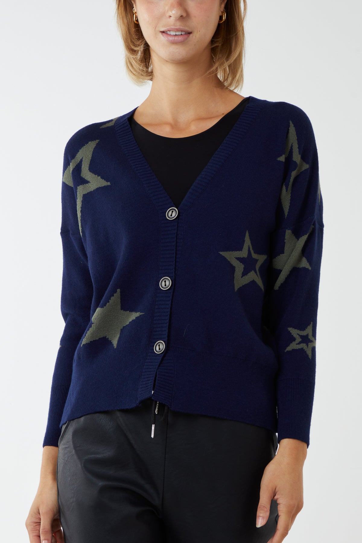 Star Fine Knit Button Cardigan