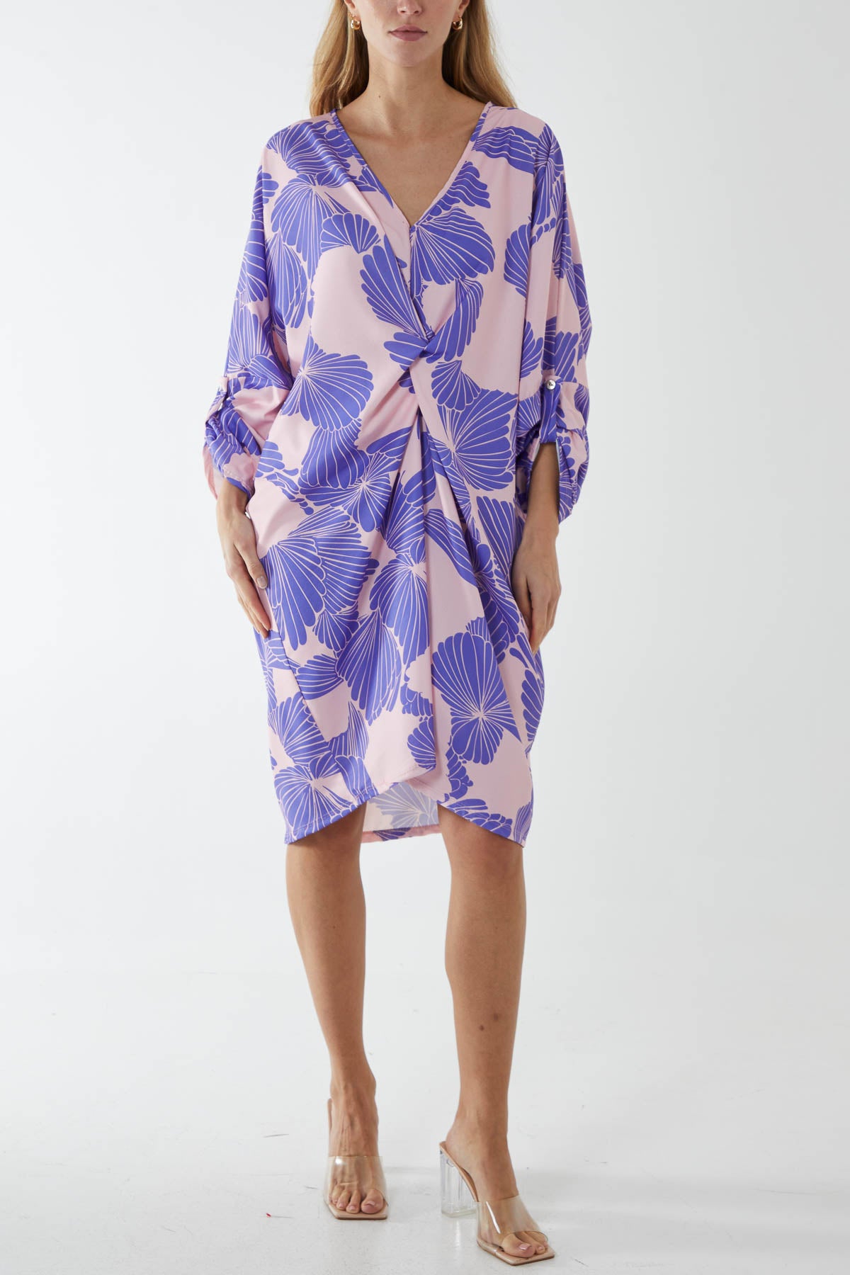 Floral Twisted Front Midi Dress