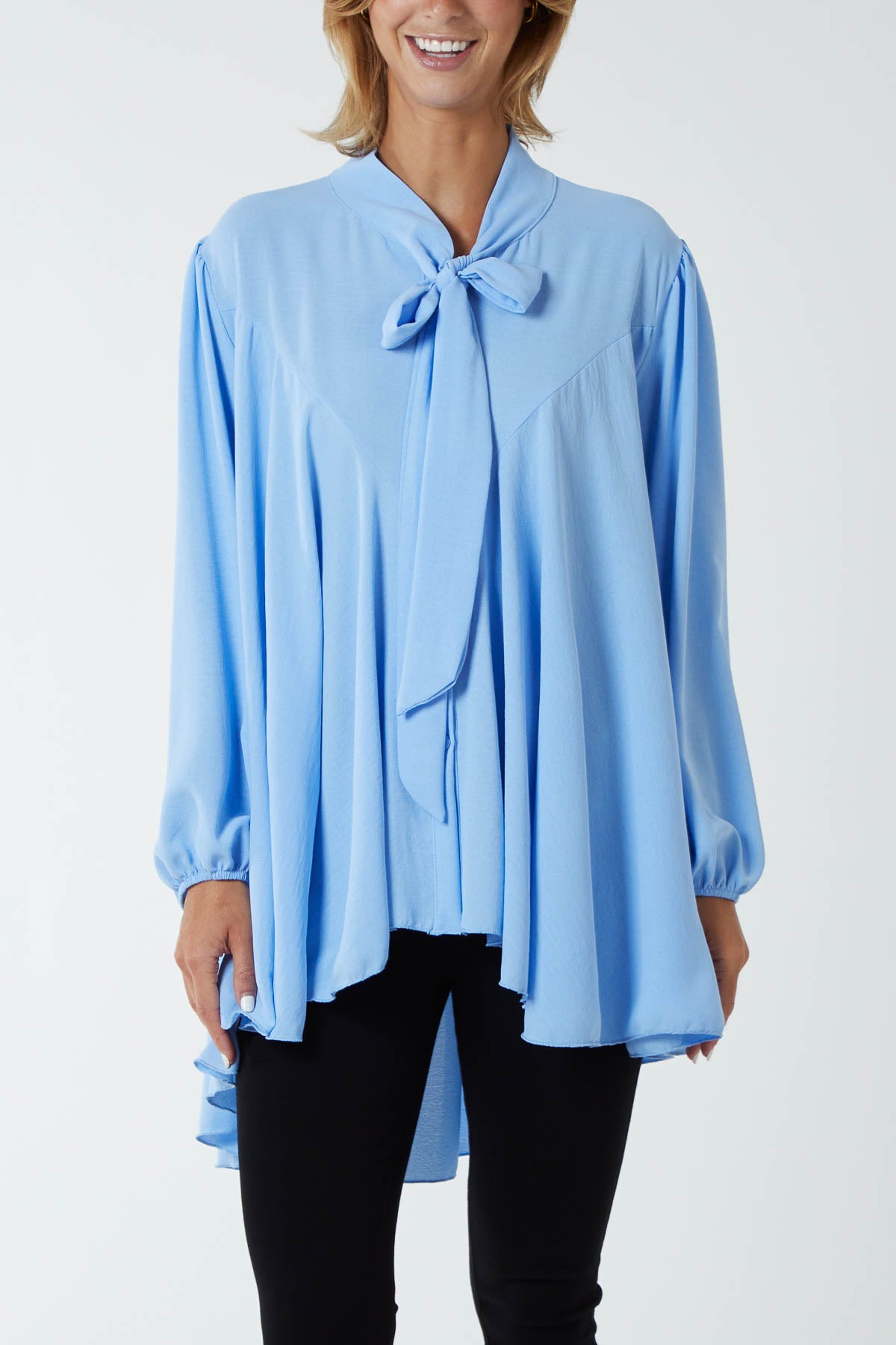 Oversized Pussy Bow Button Blouse