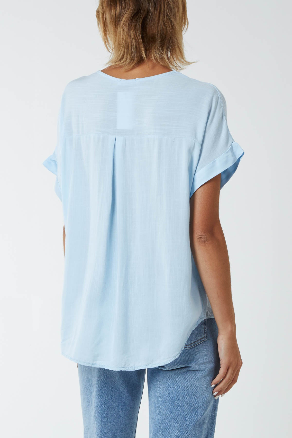 V-Neck Short Sleeve Blouse