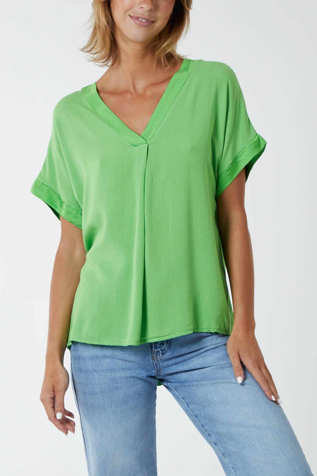 V-Neck Short Sleeve Blouse