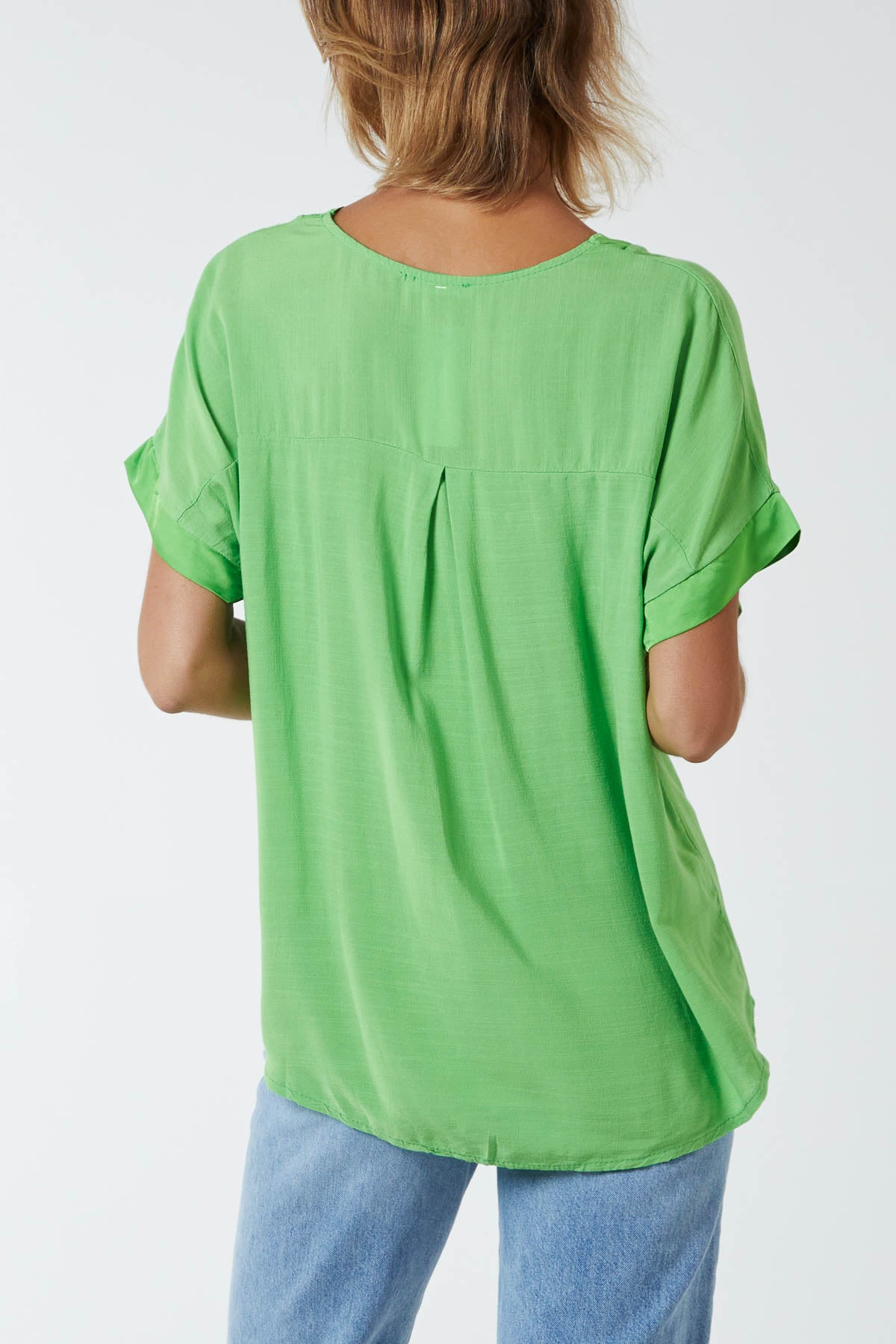 V-Neck Short Sleeve Blouse
