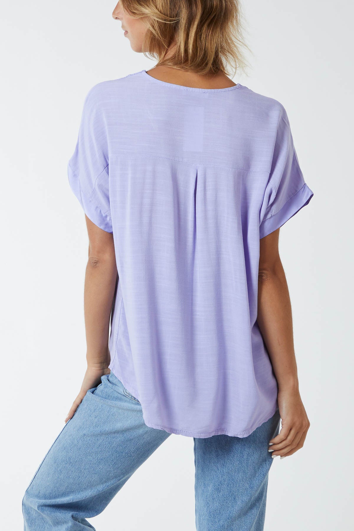 V-Neck Short Sleeve Blouse