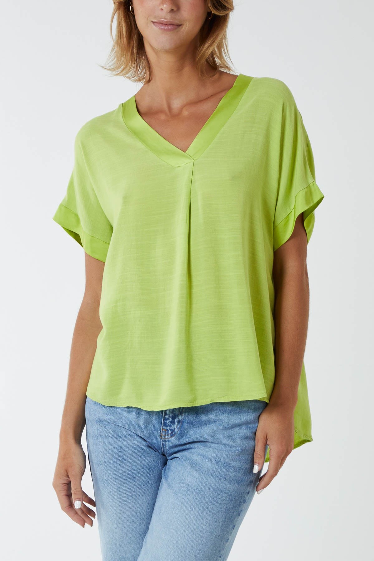 V-Neck Short Sleeve Blouse