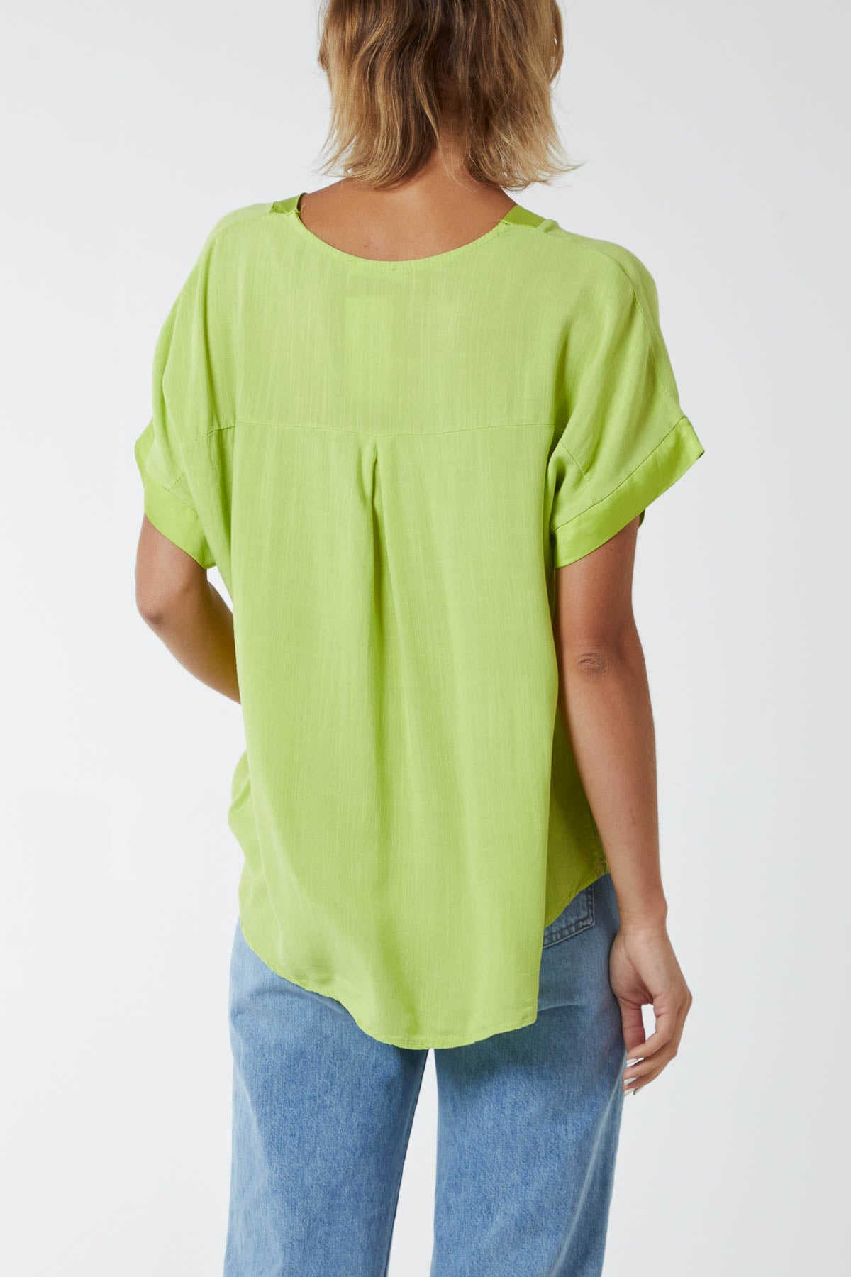V-Neck Short Sleeve Blouse