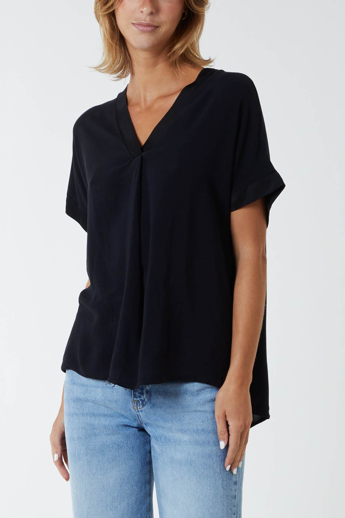 V-Neck Short Sleeve Blouse
