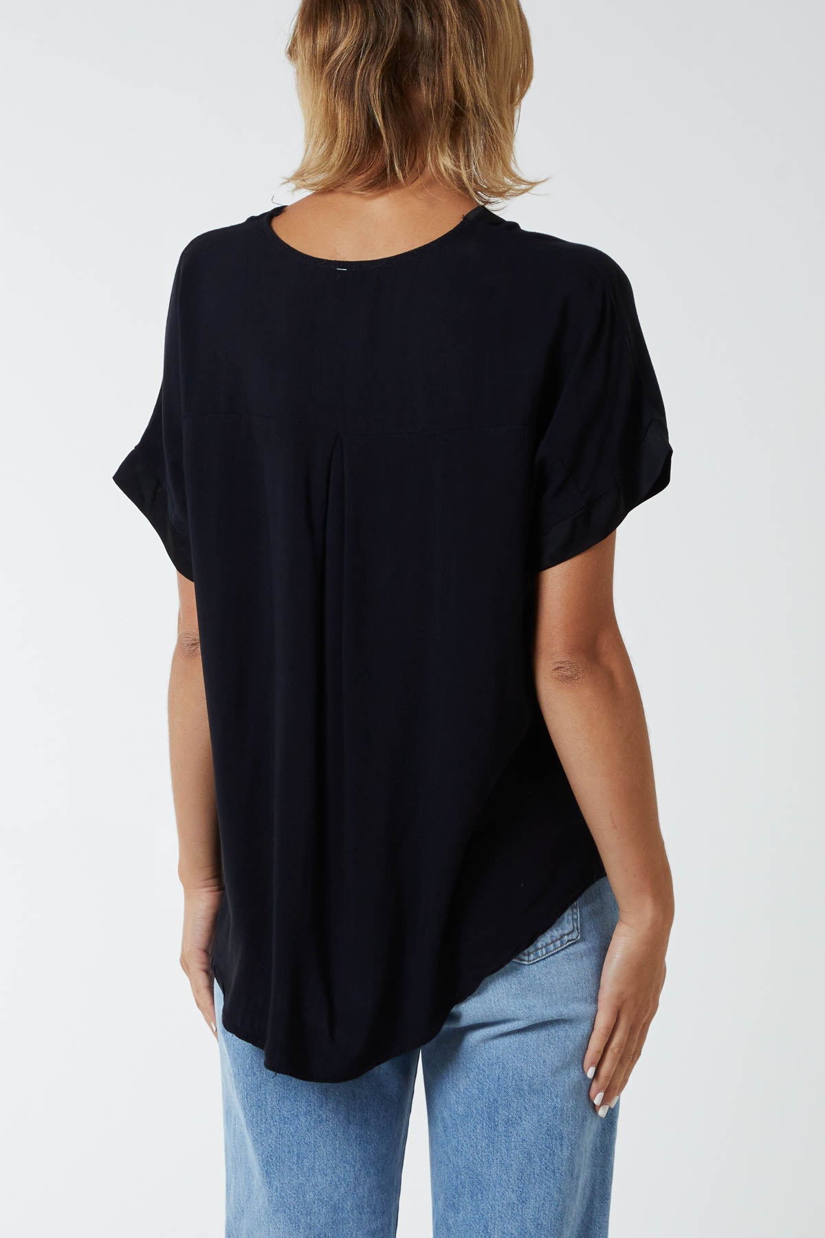 V-Neck Short Sleeve Blouse