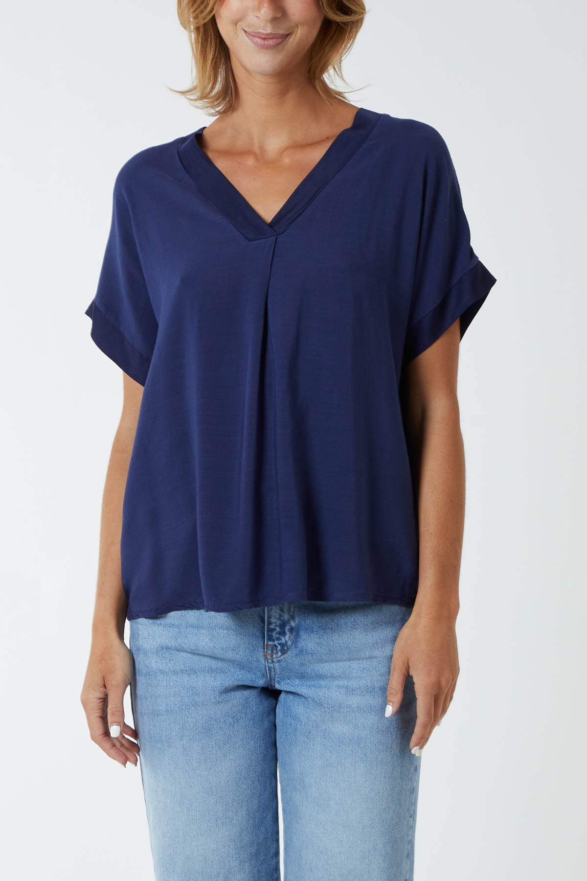 V-Neck Short Sleeve Blouse