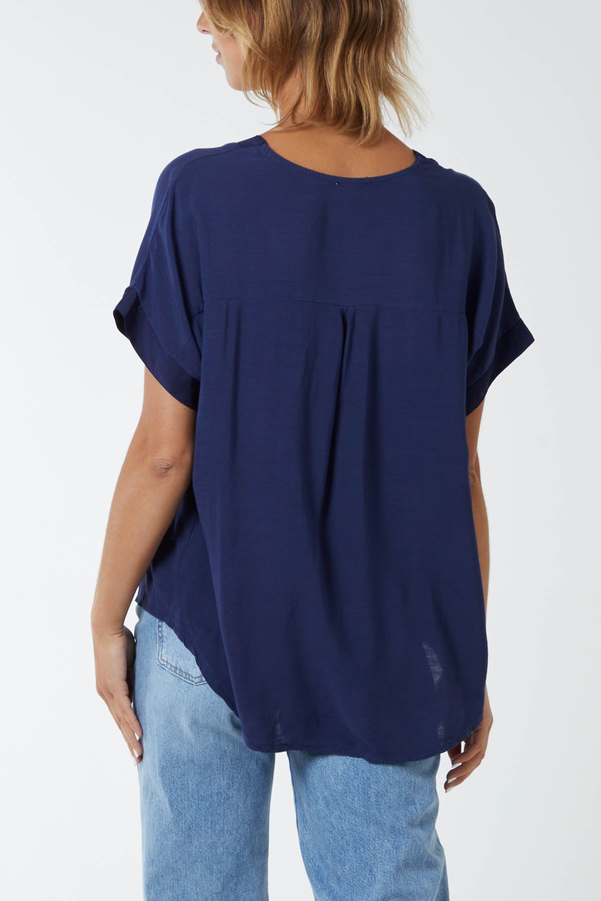 V-Neck Short Sleeve Blouse