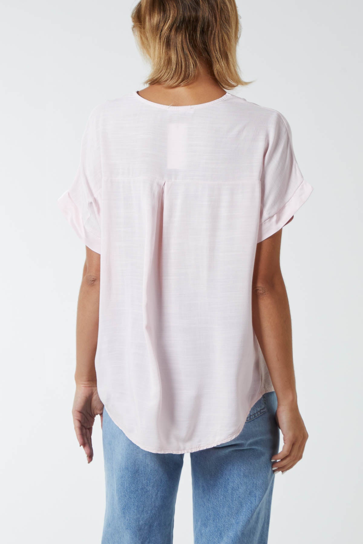 V-Neck Short Sleeve Blouse