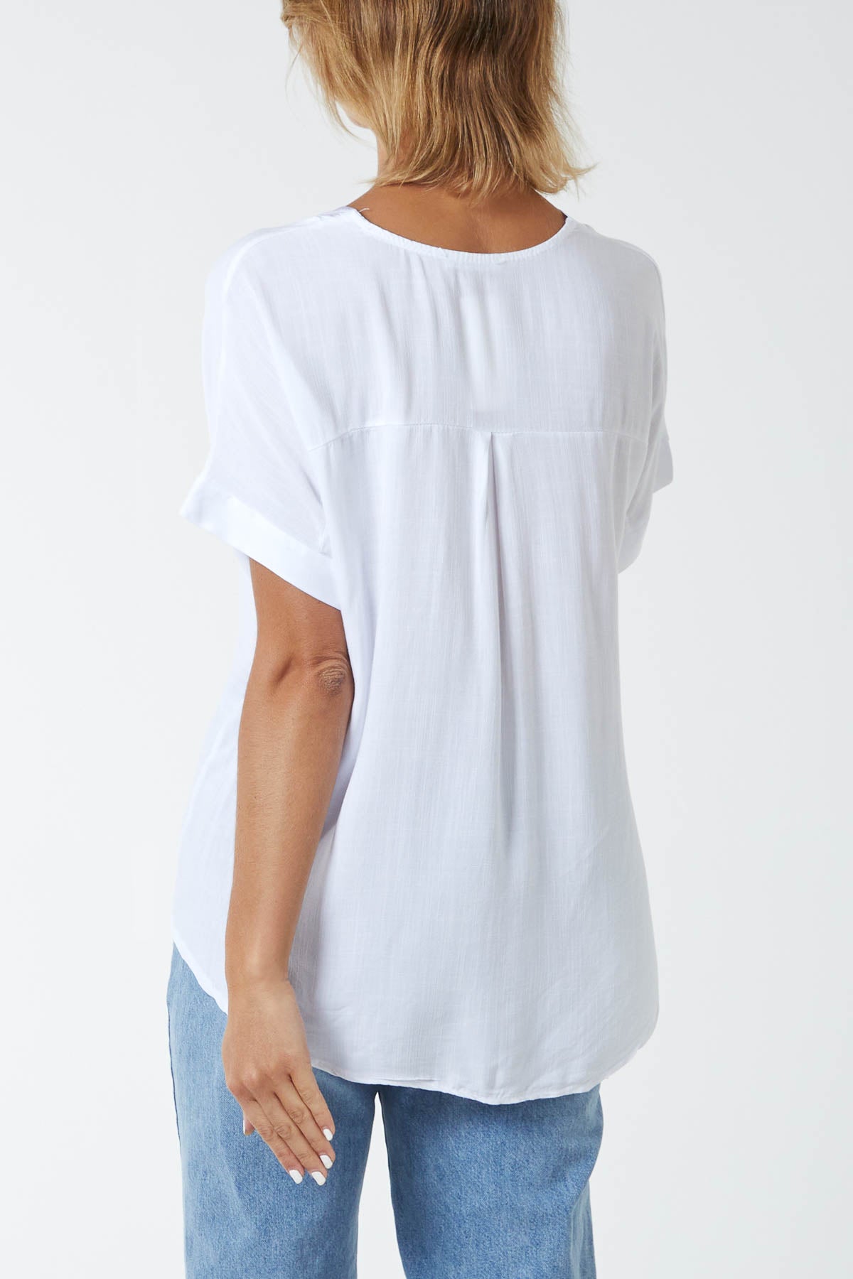 V-Neck Short Sleeve Blouse