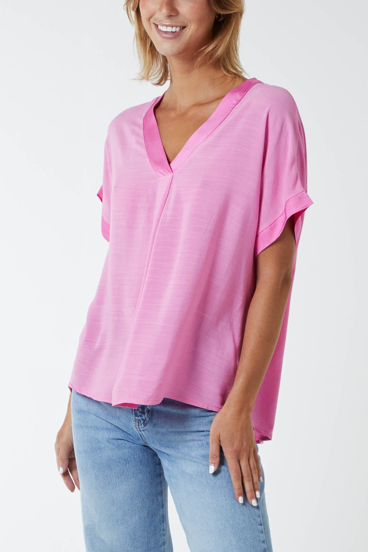 V-Neck Short Sleeve Blouse
