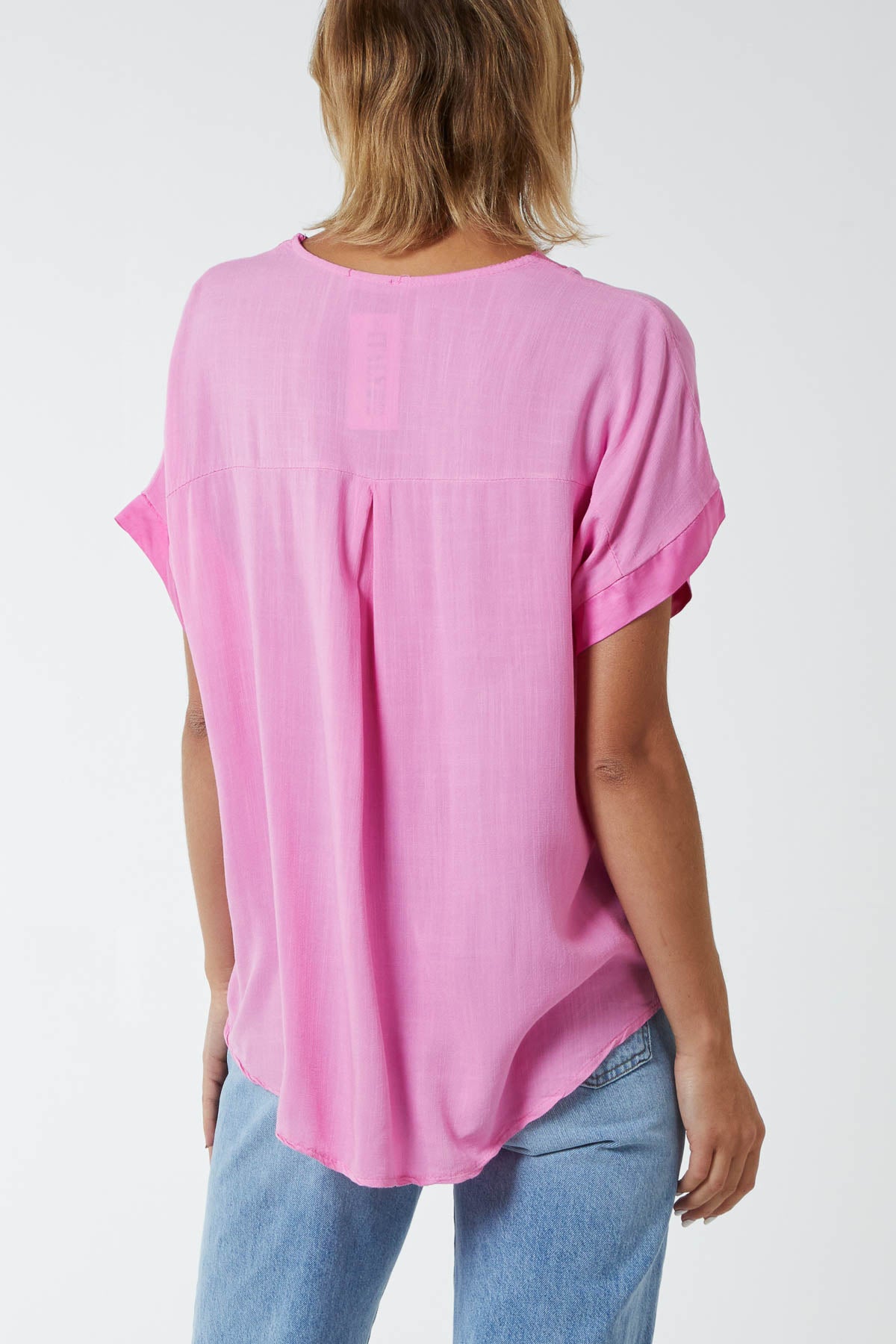 V-Neck Short Sleeve Blouse