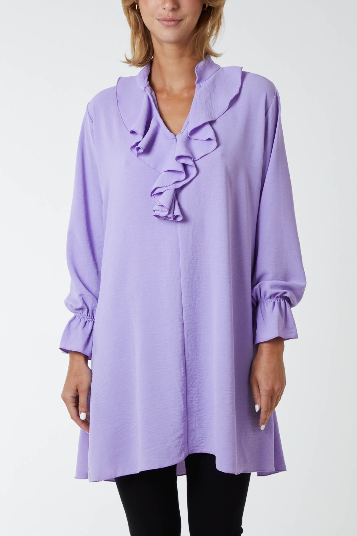 Ruffle Neck Tunic Dress