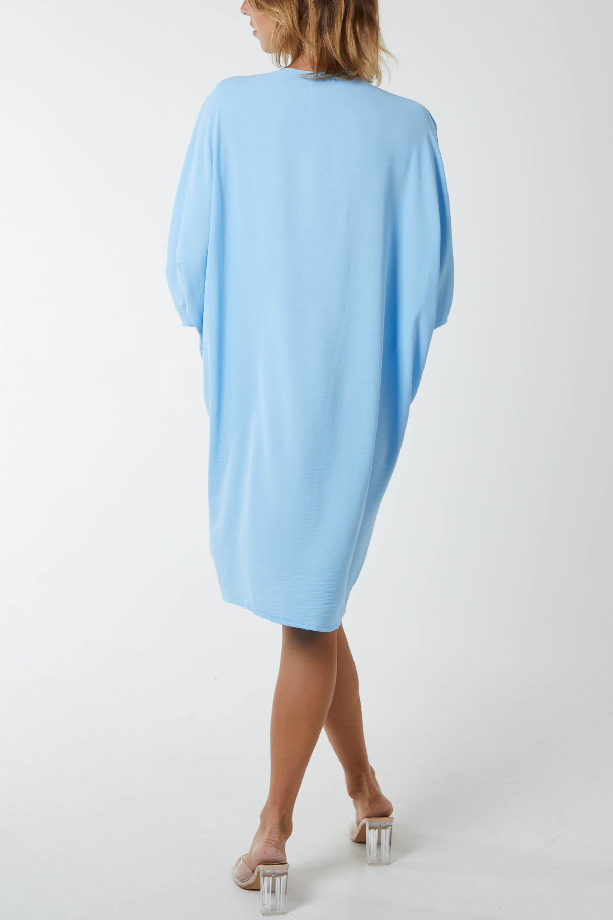 Twist Front Button Sleeve Dress