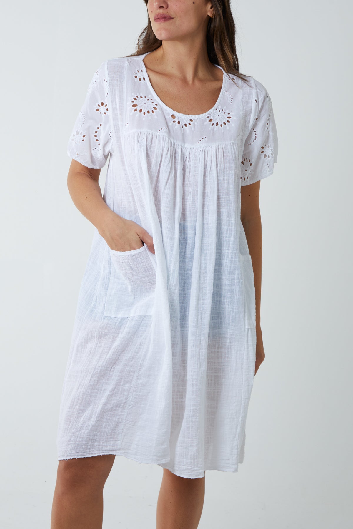 Broderie Anglaise Smock Dress