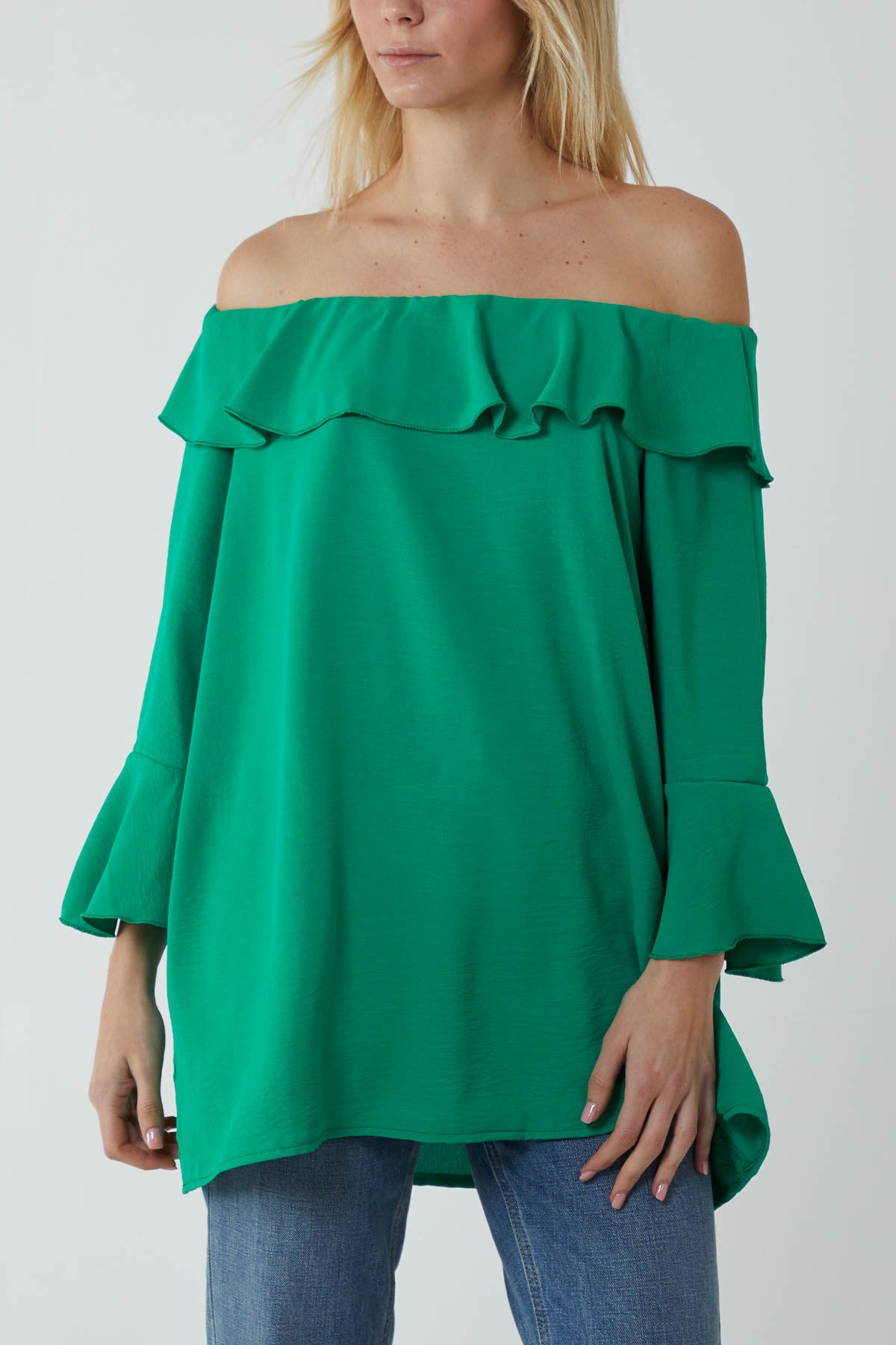 Flounce Bardot Oversized Blouse