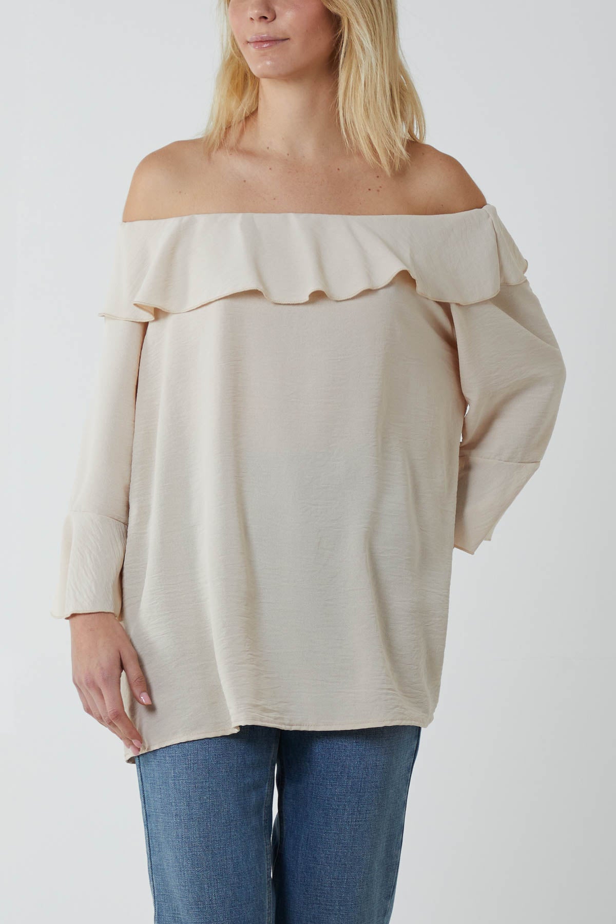 Flounce Bardot Oversized Blouse