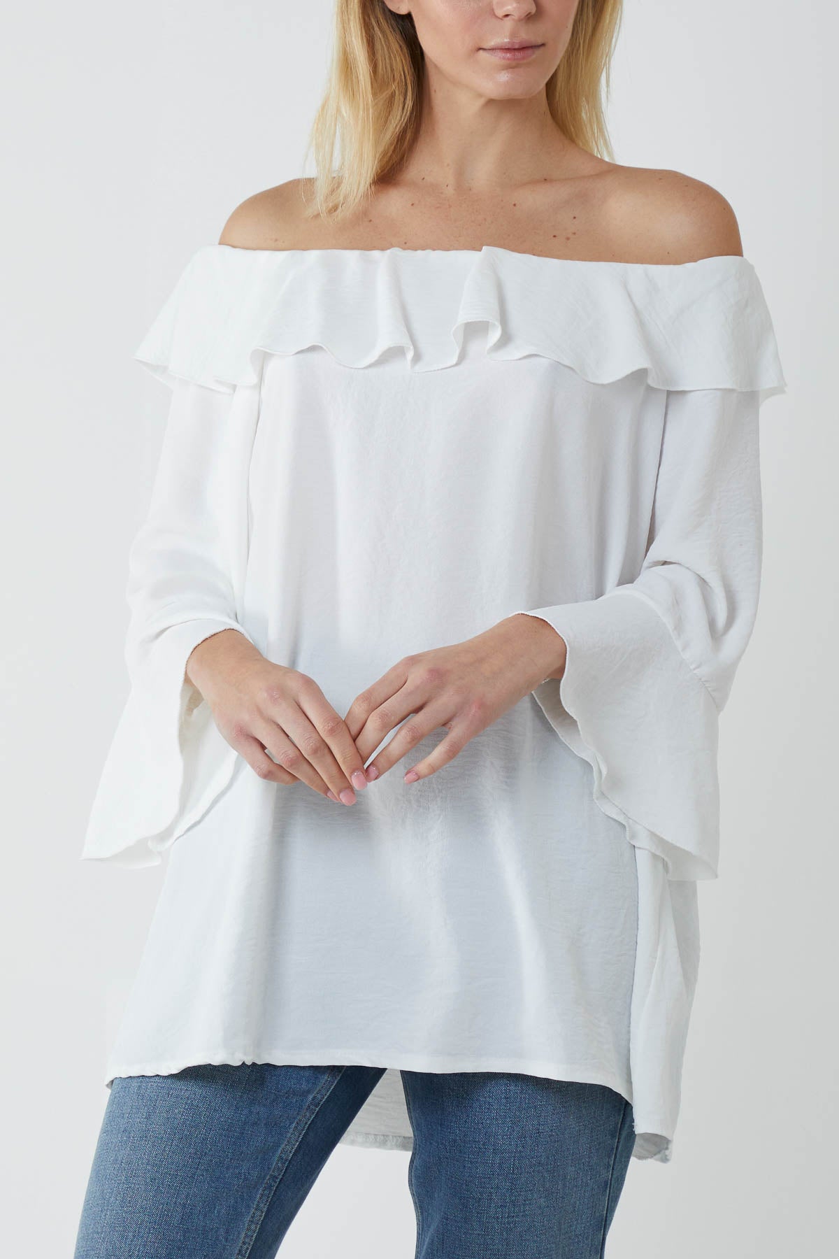 Flounce Bardot Oversized Blouse
