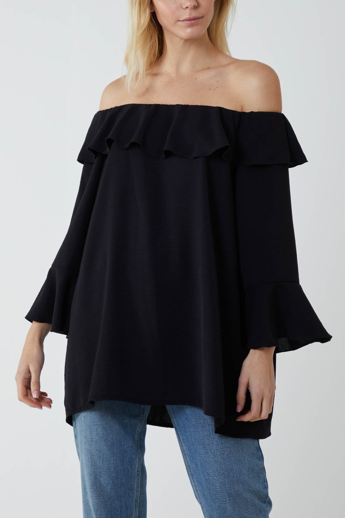 Flounce Bardot Oversized Blouse