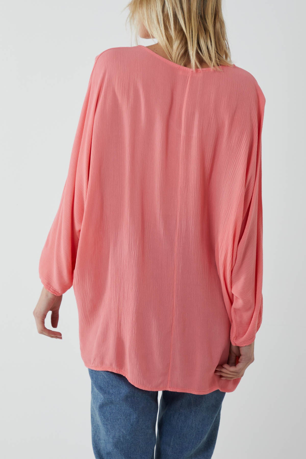 Round Neck Necklace Oversized Blouse