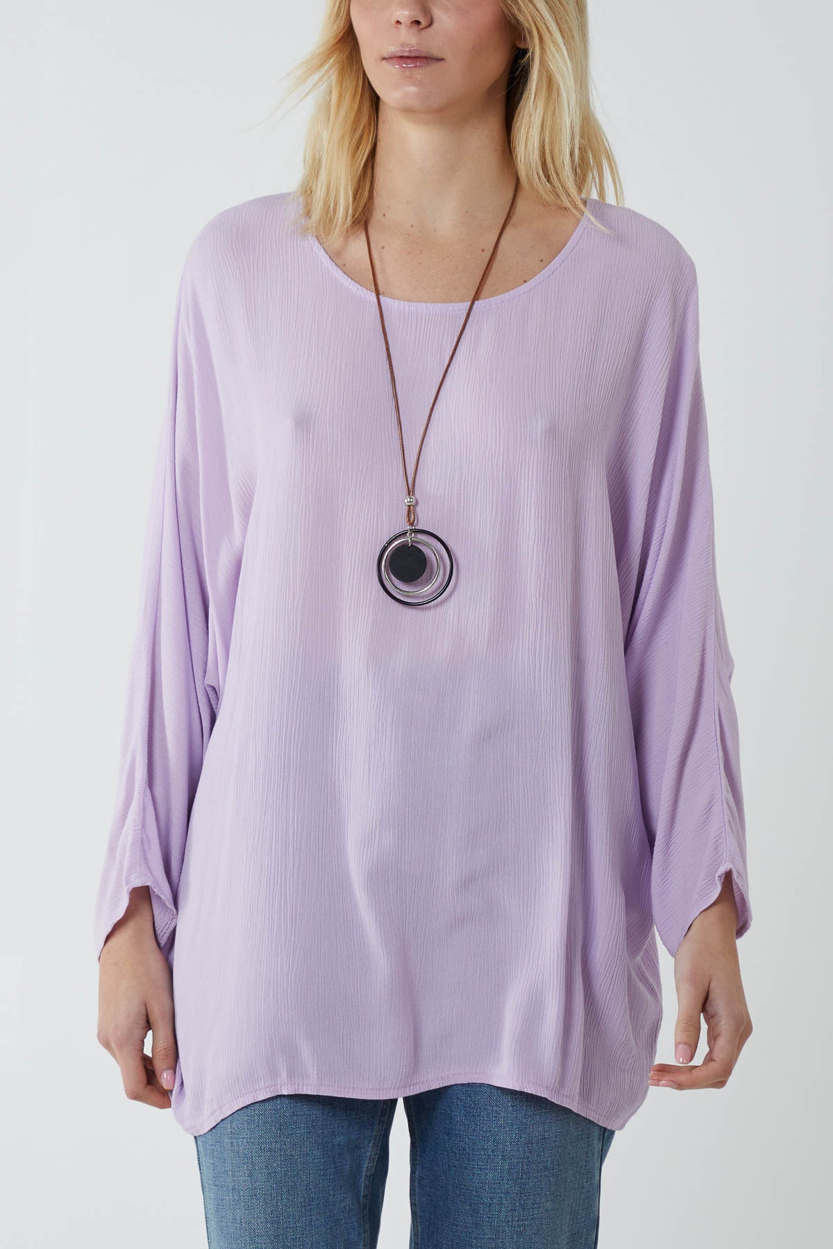 Round Neck Necklace Oversized Blouse
