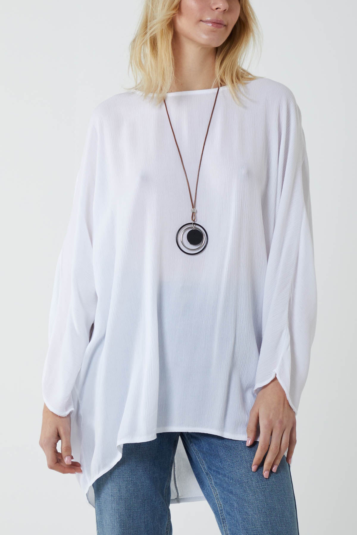 Round Neck Necklace Oversized Blouse