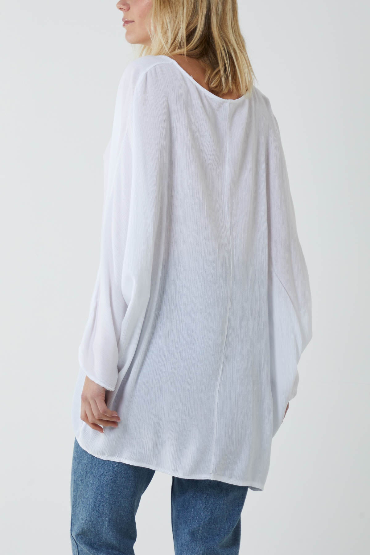 Round Neck Necklace Oversized Blouse