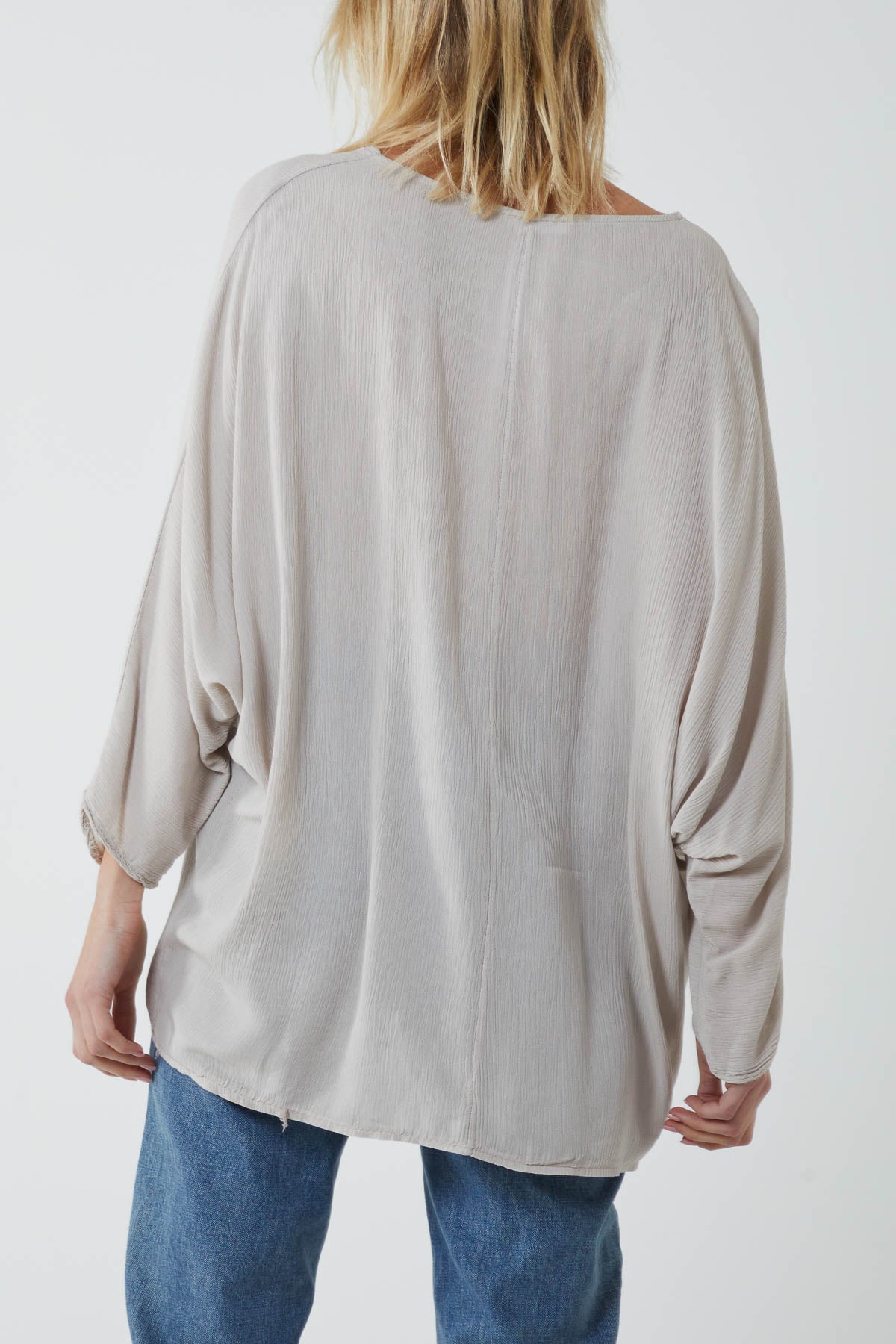 Round Neck Necklace Oversized Blouse