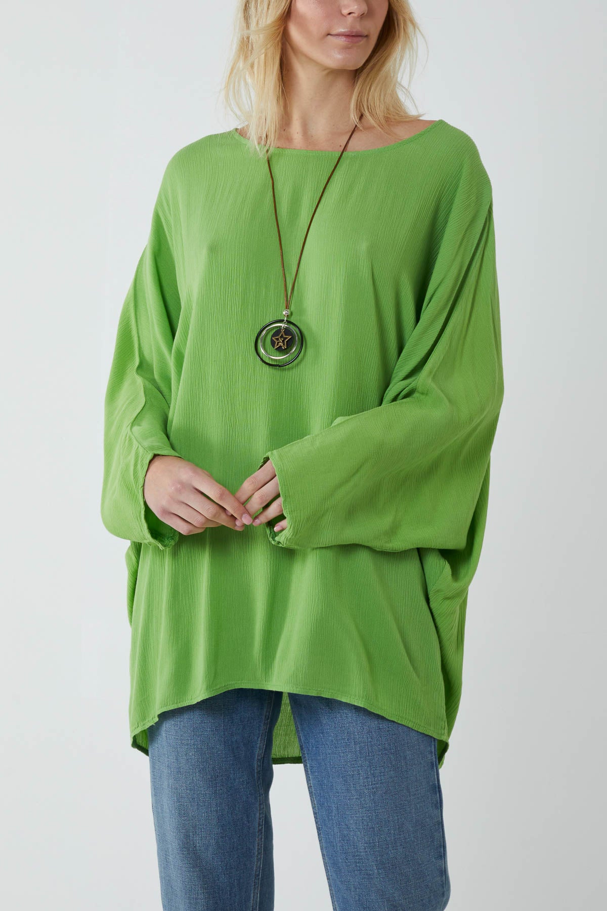 Round Neck Necklace Oversized Blouse
