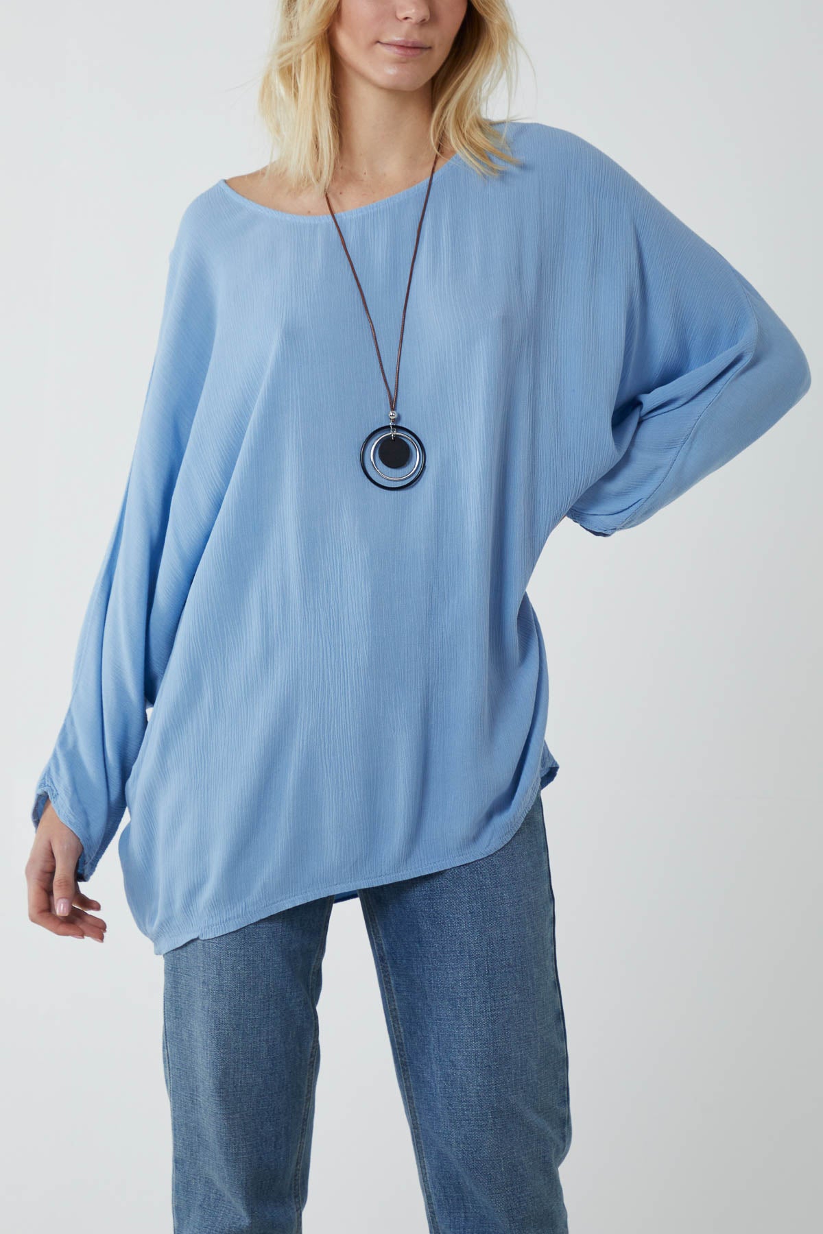 Round Neck Necklace Oversized Blouse