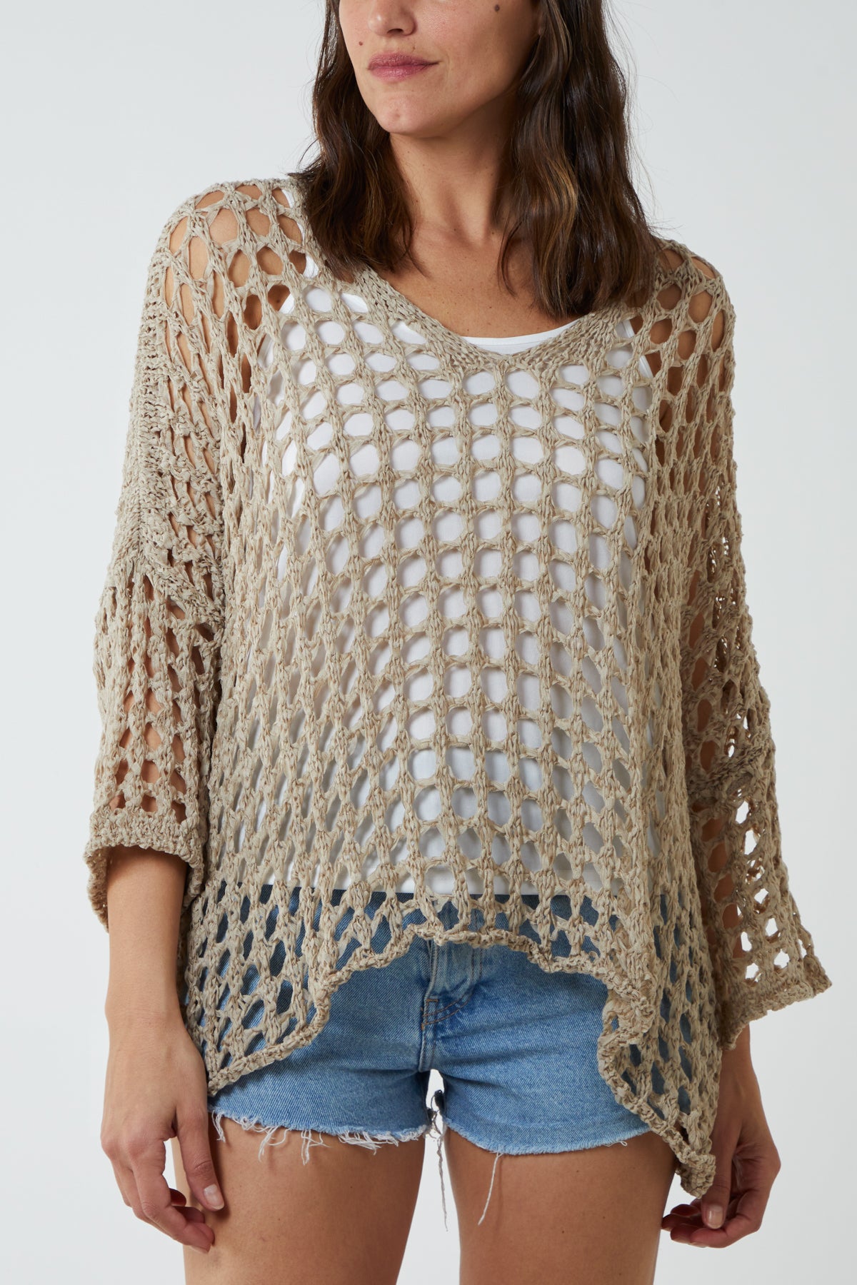 Crochet Round Neck Long Sleeve Top