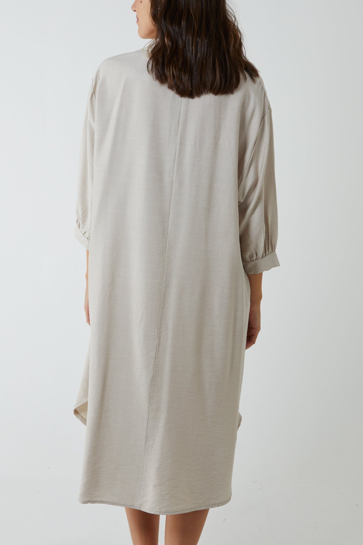 V-Neck Collared Midi Dress
