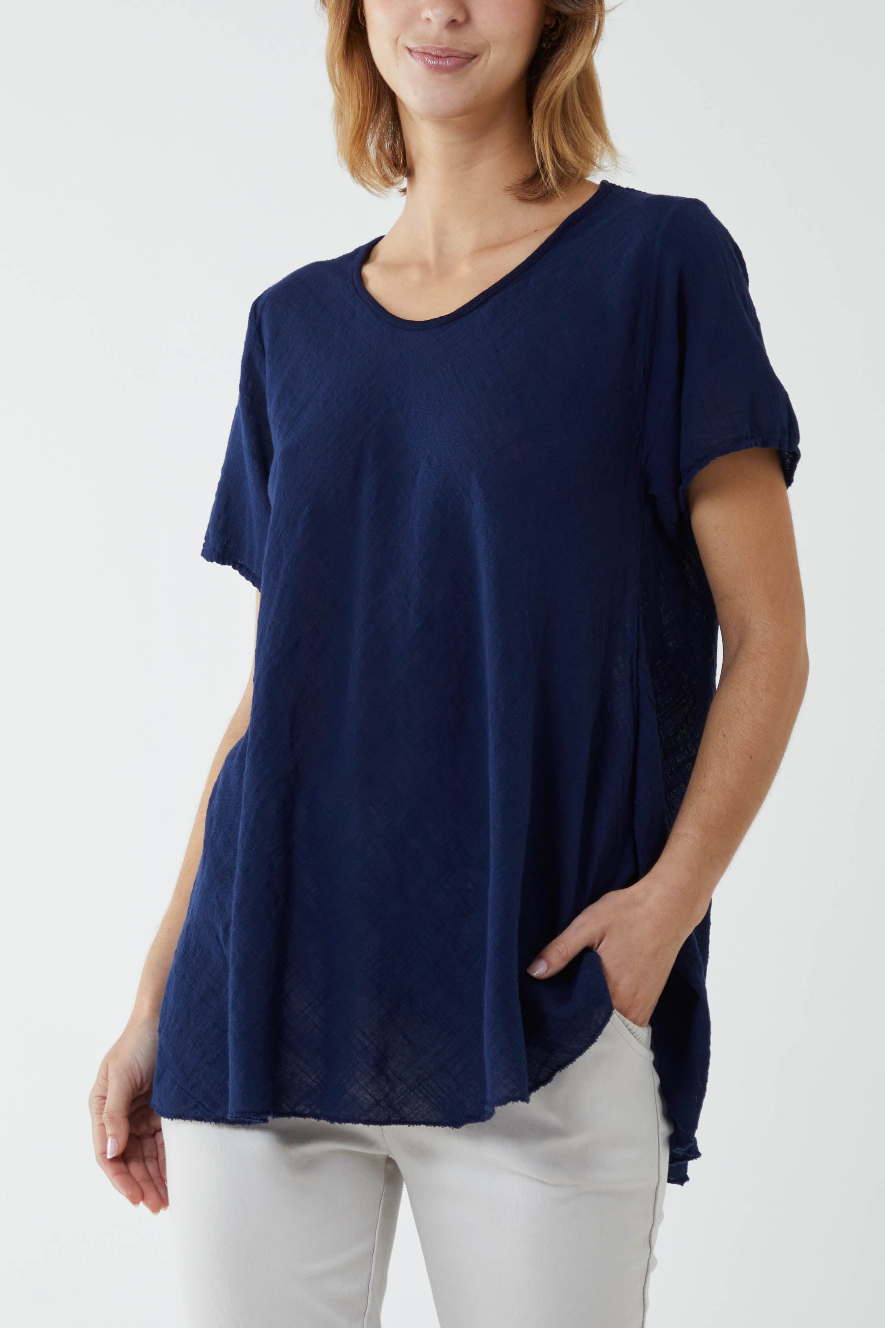 Round Neck Short Sleeve Cotton T-Shirt