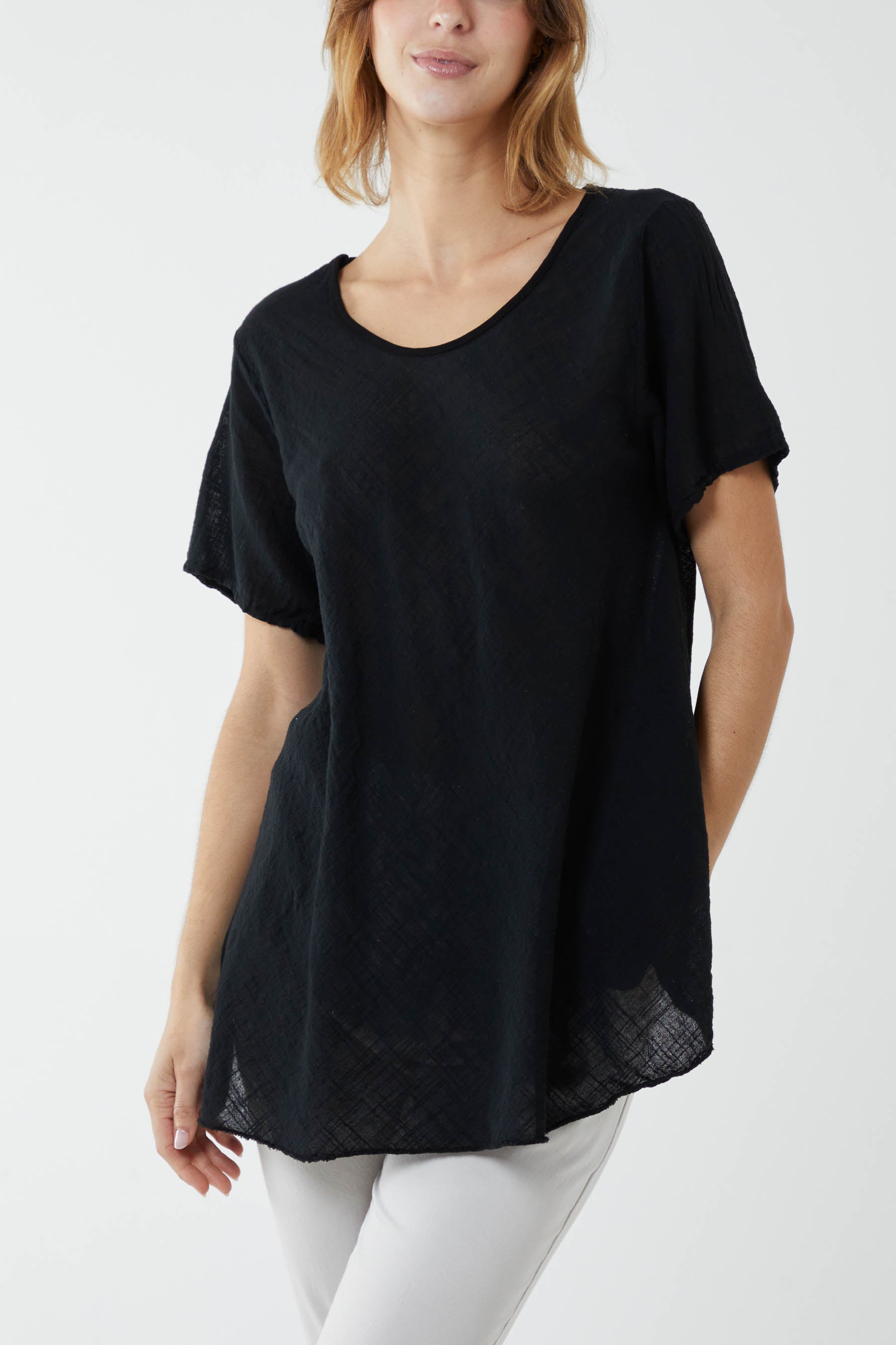 Round Neck Short Sleeve Cotton T-Shirt