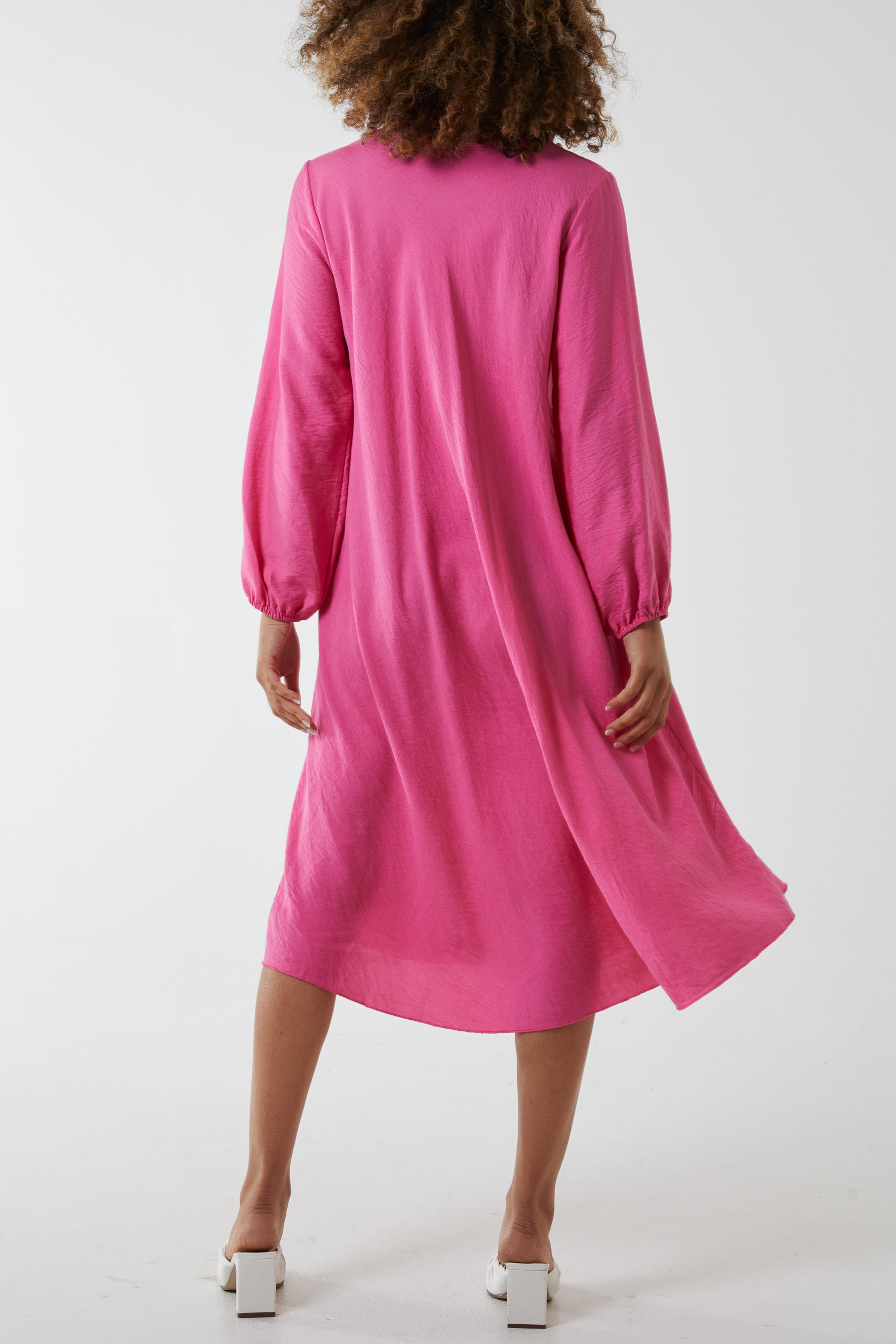 V-Neck A-Line Midi Dress