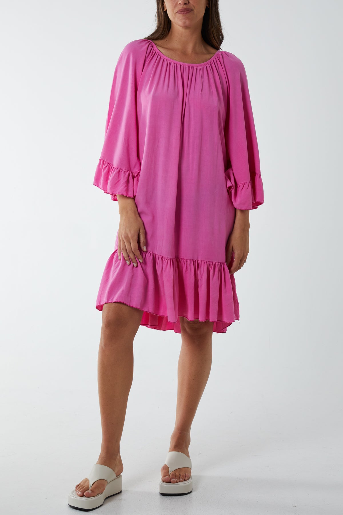 Tiered Tie Back Midi Dress