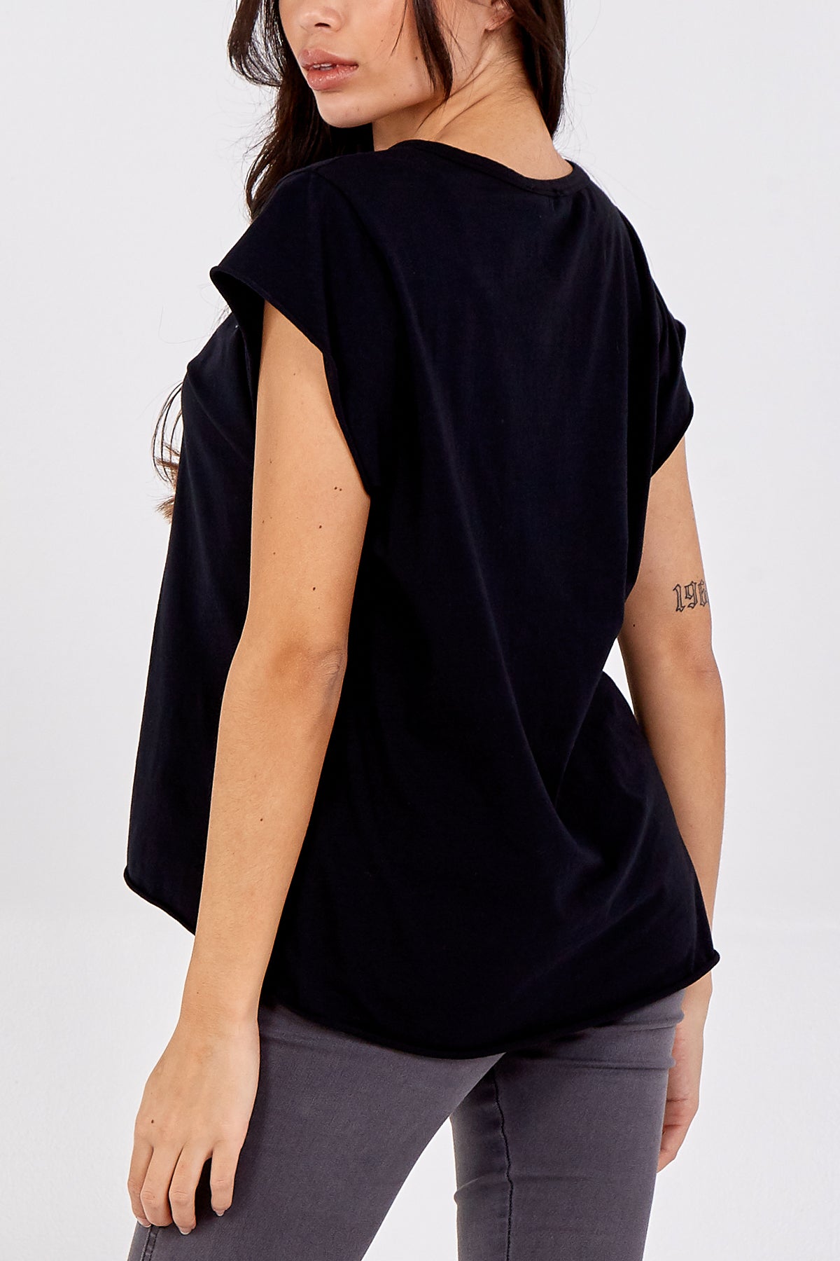 Cap Sleeve High Low Rolled Edge Top