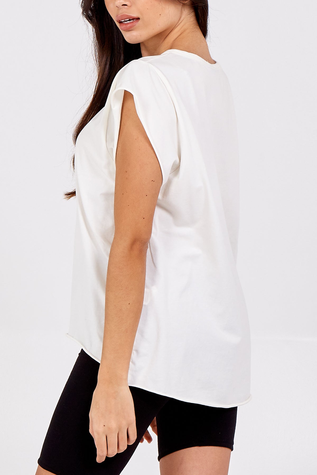 Cap Sleeve High Low Rolled Edge Top